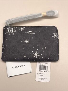 Coach Black Snowflake Zip Wristlet - Coach